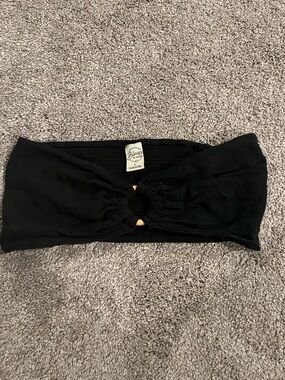 TWO Bandeaus: Black Tube Top with Center Ring and White Woven Pattern Pieces